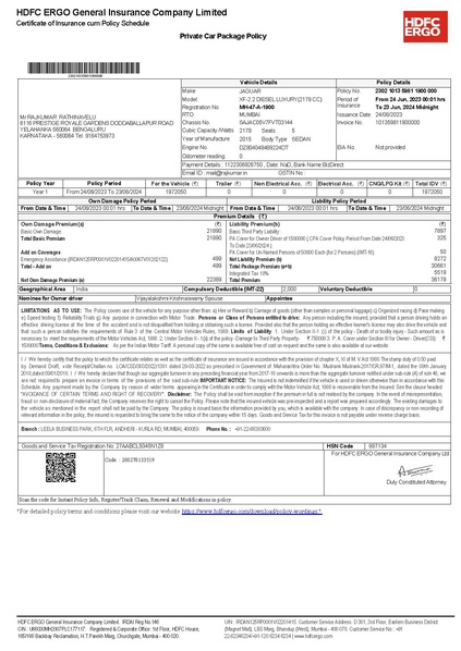 File:HDFCERGO JAGUAR 24JUNE2023-24JUN2024.pdf
